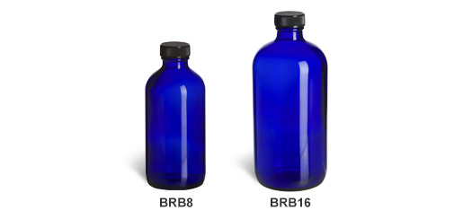 Larger Cobalt Blue Boston Round Glass Bottles