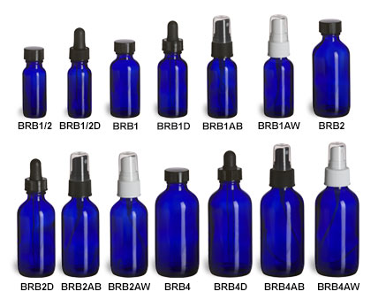 120 ML (22mm neck finish) Boston Round Cobalt Blue Glass Bottle - 128 units  @ $0.50 per bottle