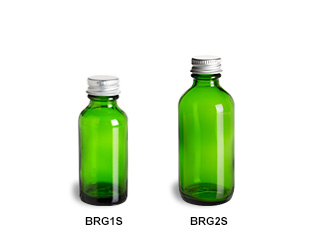 1oz (30ml) Green Big Bead Boston Round Glass Bottle - 20-400 Neck