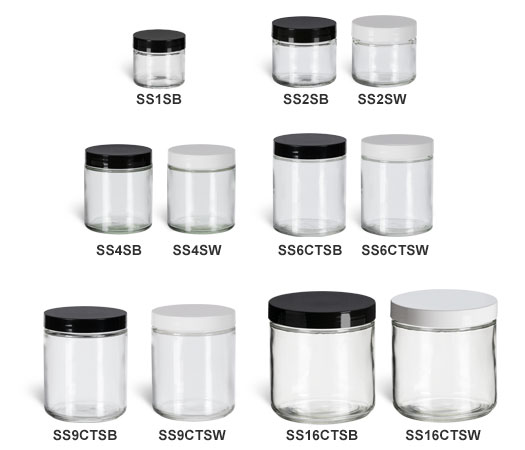 Clear Straight Sided Jars with Smooth Plastic Lids