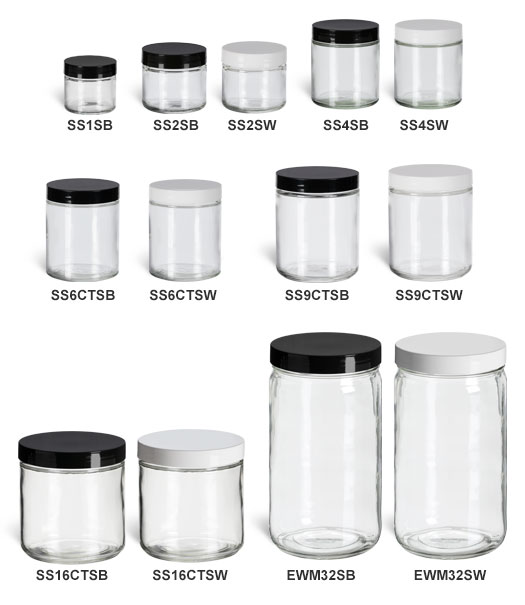 Clear Straight Sided Jars with Smooth Plastic Lids