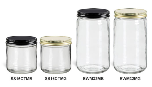 Clear Straight Sided Jars with Metal Lids