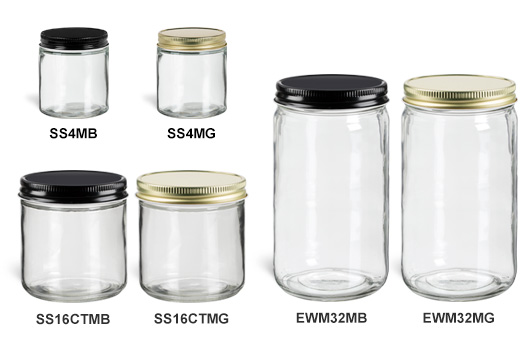 Clear Straight Sided Jars with Metal Lids