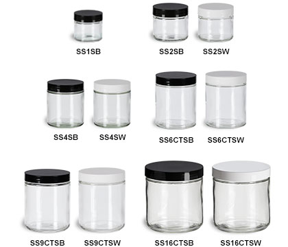 6oz Clear Straight Sided Jars, 63-400 Polypropylene Cap & PTFE Disc, case/24