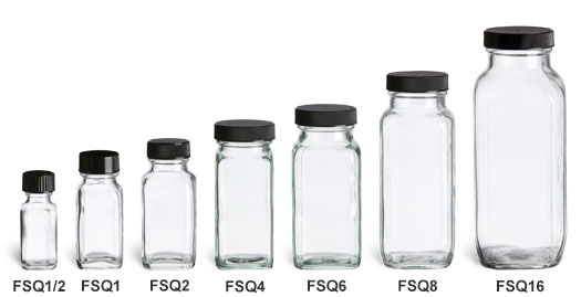 French Square Glass Bottles