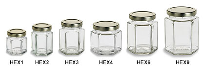 12ea - 6 Oz Hexagon Glass Jar With Lid by Paper Mart 