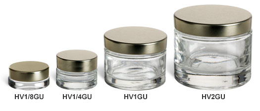 Heavy Base Clear Glass Jars with Gold Lids