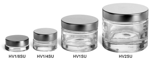 Heavy Base Clear Glass Jars with Silver Lids