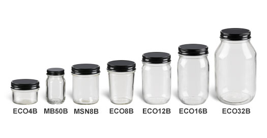 Mason Jars (Canning Jars) with Black Lids