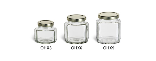 Oval Hexagon Jars with Gold Lids Oval Hexagon Jars with Gold Lids