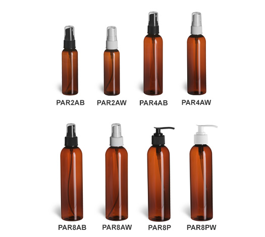 Amber PET Cosmo Round Plastic Bottles