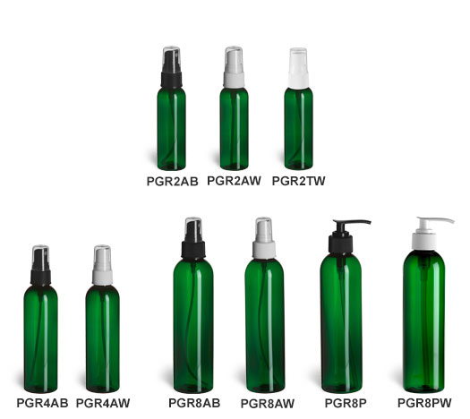 Green PET Cosmo Round Plastic Bottles