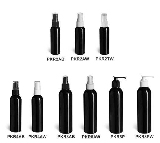Black PET Cosmo Round Plastic Bottles