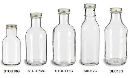 Sauce Bottles with Gold Metal Caps