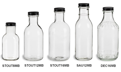 Glass Sauce Bottles Black Metal Caps Specialty Bottle