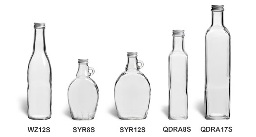 Sauce Bottles with Silver Metal Caps