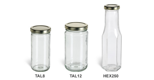 Clear Tall Straight Sided Jars with Gold Lids