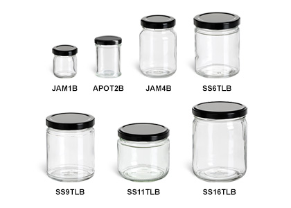 6oz Glass Clear Straight Sided Jars With Black Medal Lug Lid