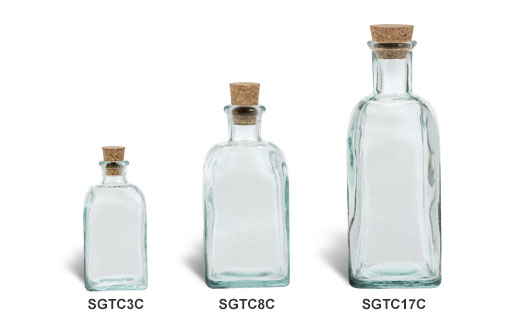 Clear Spanish Recycled Glass Bottles with Cork