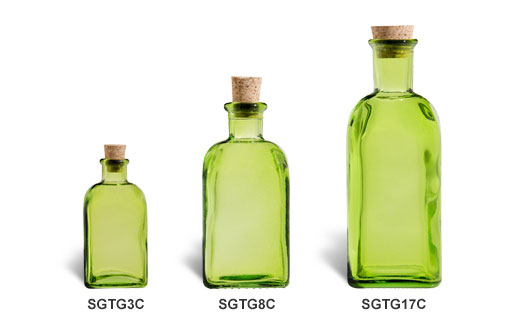 Green Spanish Recycled Glass Bottles with Cork