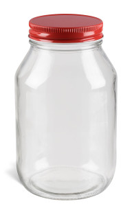 Eco Mason Glass Jar with Red Lid, 32 oz |Specialty Bottle