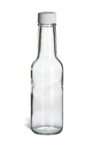 5 oz Clear Glass Woozy Bottle, White Plastic Cap