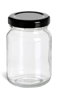 リサ・ラーソン / Jar with Lid（ユニークピース） Eco Mason Tapered Glass Jar with Black Lid, 8oz | Specialty