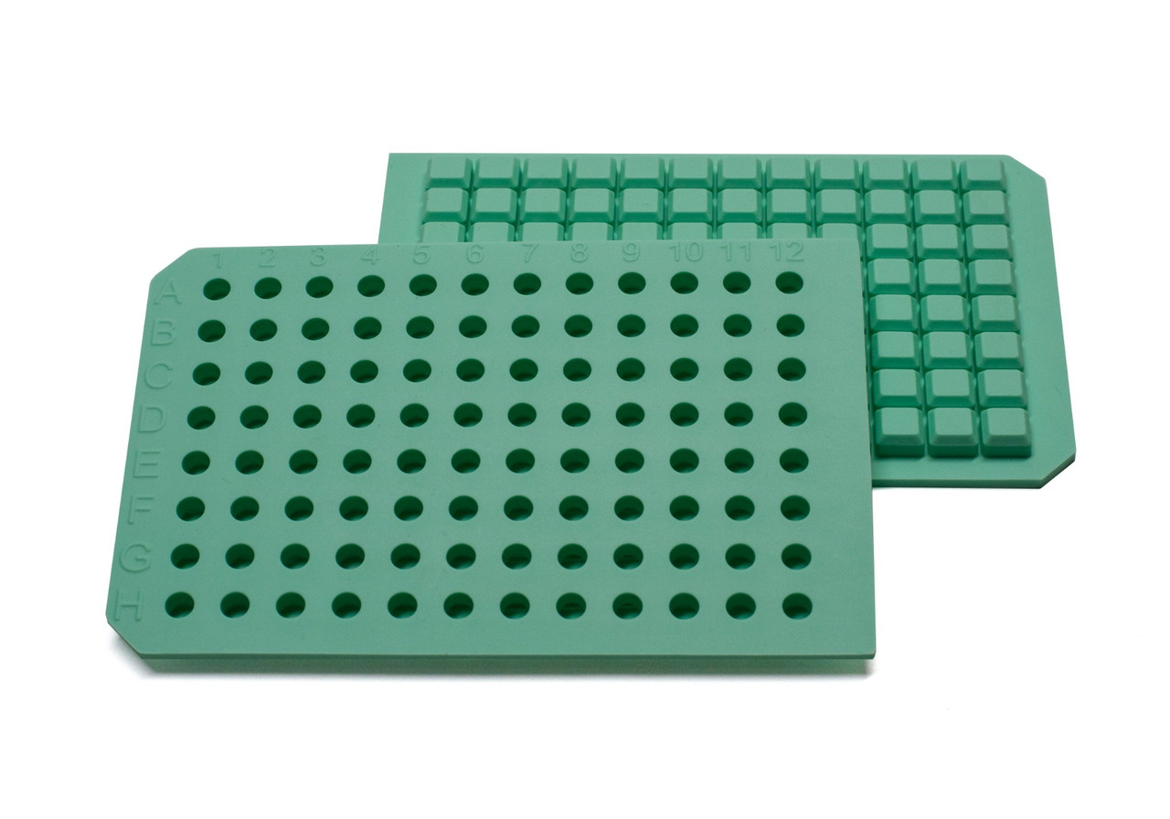 キャビテーション 96 Square Well Molded Green Silicone Mat - JG Finneran