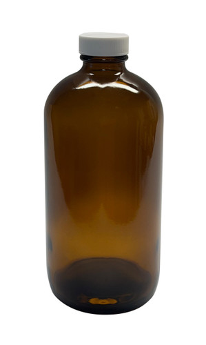 16 oz, 500mL Amber Boston Round - Precleaned