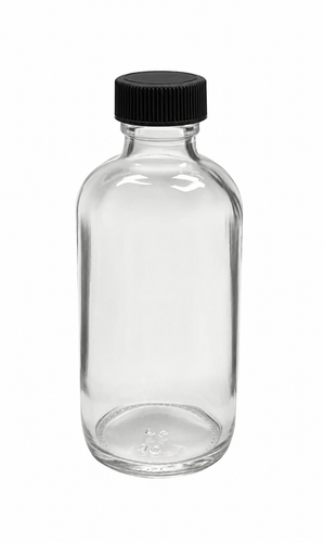 4 oz, 125mL Clear Boston Round, Phenolic Closure/PE Cone Lined