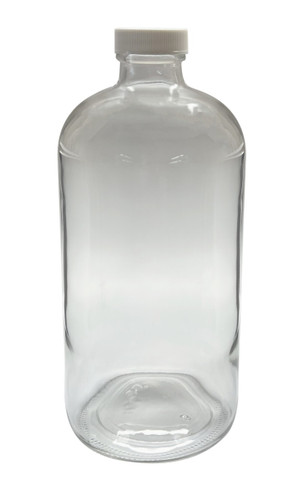 32 oz, 1000mL Clear Boston Round, 94x206mm, 33-400mm Thread, Polypropylene Closure, Unlined