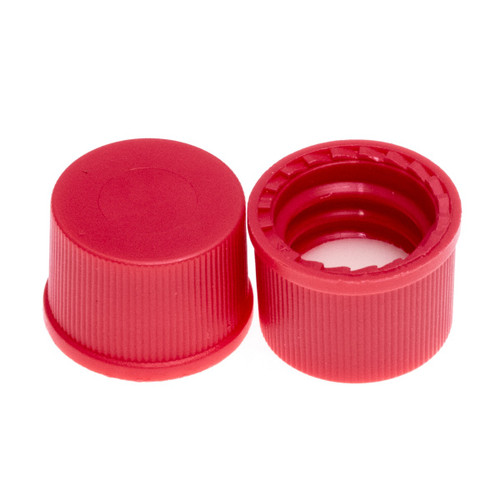 8-425mm Solid Top, Red Polypropylene Cap, PTFE/F217 Lined