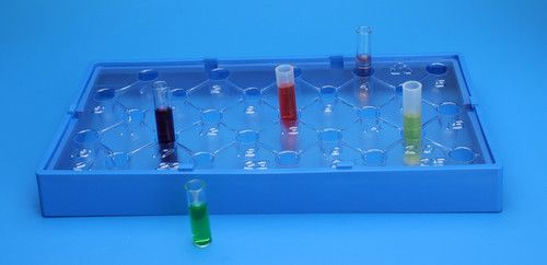 25 Position Insert Tray for Universal Vial Rack, to Hold 8mm Vials, made from Clear PETG