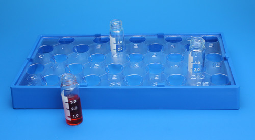 25 Position Insert Tray for Universal Vial Rack, to Hold 15mm Vials, made from Clear PETG