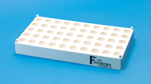 50 Position White Polypropylene Stackable Rack for 12mm Vials and Tubes, Autoclavable