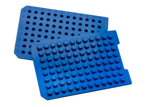 96 Round Pre-Slit (7mm Diameter Plug) Royal Blue Sealing Mat with Premium Silicone