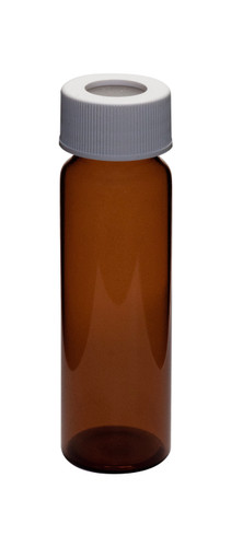 40mL Amber Vial,  24-414mm Open Top White PP Closure