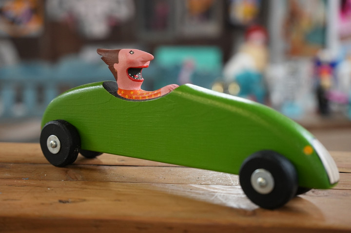 "No Brakes - Green Car" by Dirk Kortz - Art Figurine