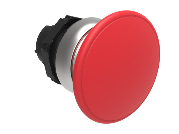 Mushroom head pushbutton actuator Ø22mm Platinum series chromed plastic, spring return, Ø40mm. Red