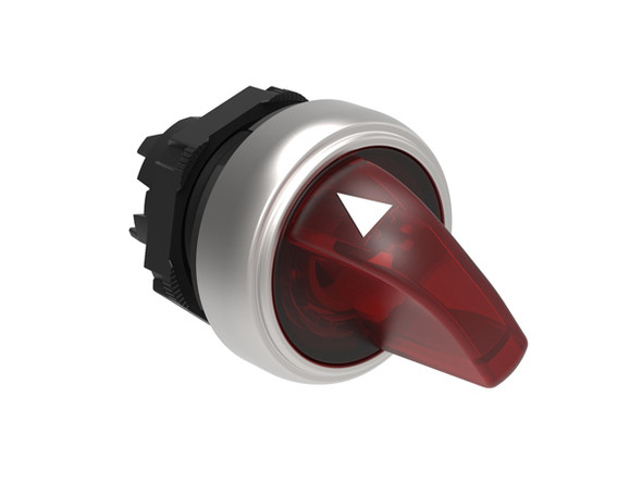 Illuminated selector switch actuator Ø22mm Platinum series chromed plastic, 2 position, 0 - 1. Red