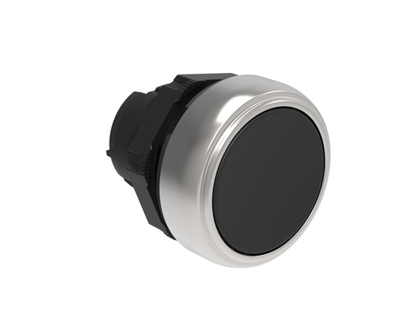 Push-Push button actuator Ø22mm Platinum series chromed plastic, flush. Push ON-Push OFF, black