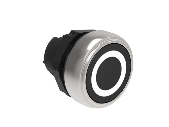 Pushbutton actuator, spring return, with symbol Ø22mm Platinum series chromed plastic, flush, 0/Black