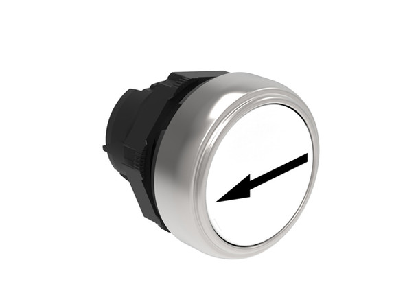Pushbutton actuator, spring return, with symbol Ø22mm Platinum series chromed plastic, flush, ?/White