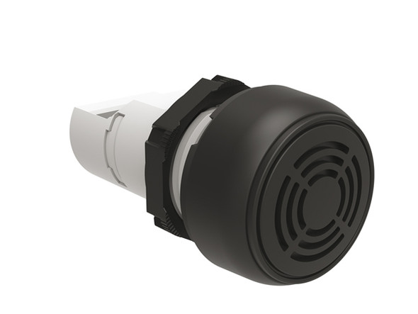 Continuous or pulsa-tone monoblock buzzer Ø22mm Platinum series chromed plastic, 9-15VAC/DC, IP40 - 90dB