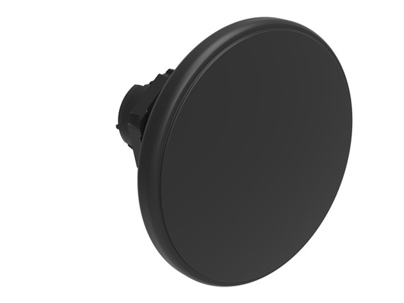 Mushroom head pushbutton actuator Ø22mm Platinum series chromed plastic, spring return, Ø60mm. Black