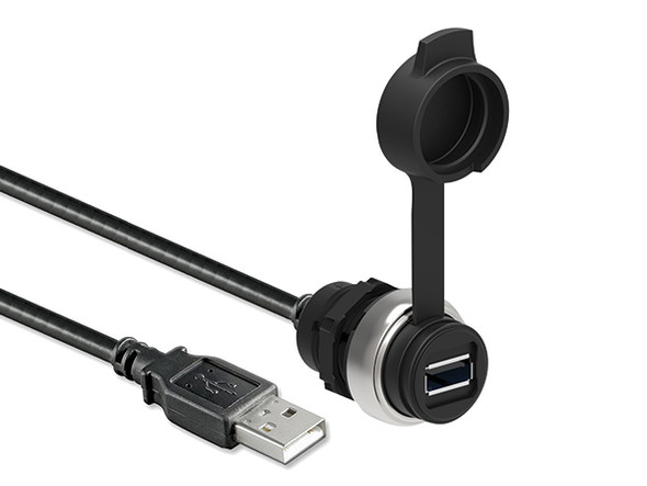 Communication interface Ø22mm Platinum series chromed plastic, USB interface type 3.0, A female/A male connection type with cable 0.5mt long