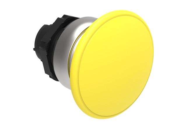 Mushroom head pushbutton actuator Ø22mm Platinum series chromed plastic, spring return, Ø40mm. Yellow