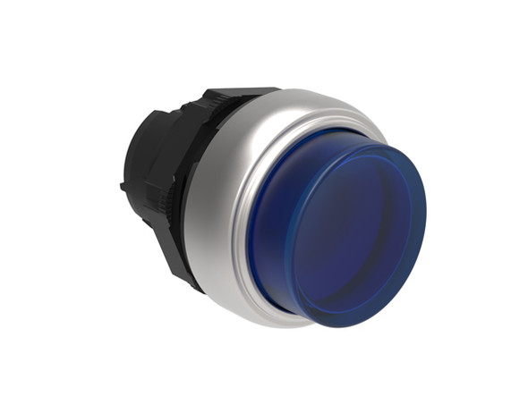 Illuminated button actuator, spring return Ø22mm Platinum series chromed plastic, extended, blue