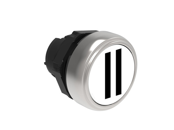 Pushbutton actuator, spring return, with symbol Ø22mm Platinum series chromed plastic, flush, II/White