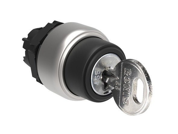 Selector switch actuator key Ø22mm Platinum series chromed plastic, 2 position, 0 - 1 with different key code